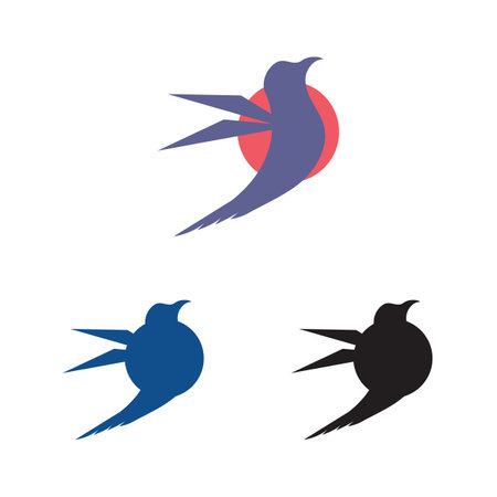 a collection of beautiful and charming bird logos on a white backgroundのイラスト素材