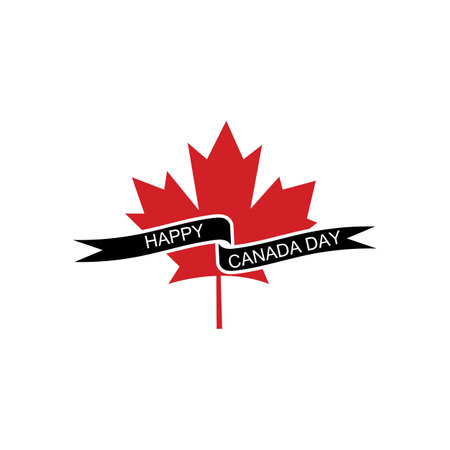 Illustration Anniversary celebration Canada day in maple leaf flag background with Travel landmarks architecture of Canada in Toronto and Ontario, in paper art, paper cut style. Vector illustrationのイラスト素材