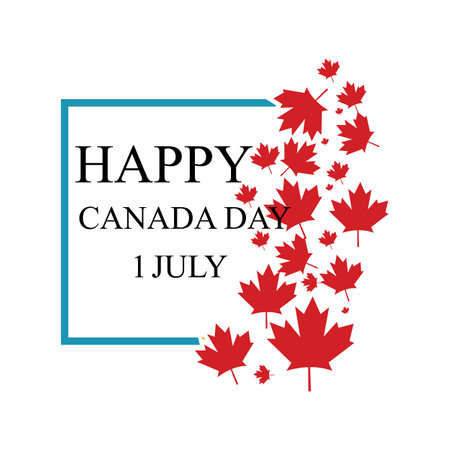 Illustration Anniversary celebration Canada day in maple leaf flag background with Travel landmarks architecture of Canada in Toronto and Ontario, in paper art, paper cut style. Vector illustrationのイラスト素材