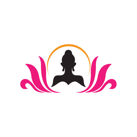 Happy Vesak Day, Buddha Purnima wishes greetings with buddha and lotus illustration. Can be used for poster, banner, logo, background, greetings, print design, festive elements. vectorのイラスト素材
