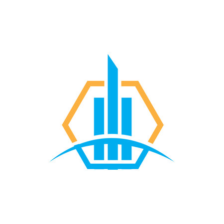 Creative modern abstract real estate logo design, colorful gradient building property real estate bag logo design templateのイラスト素材