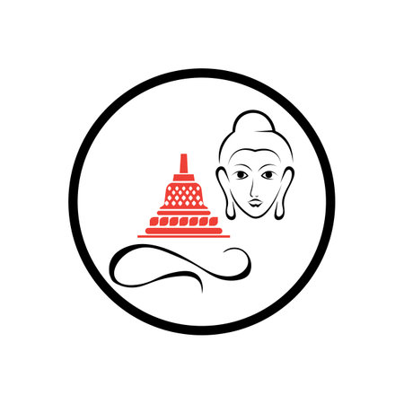 Buddha Purnima logo and symbol vector illustration design templateのイラスト素材