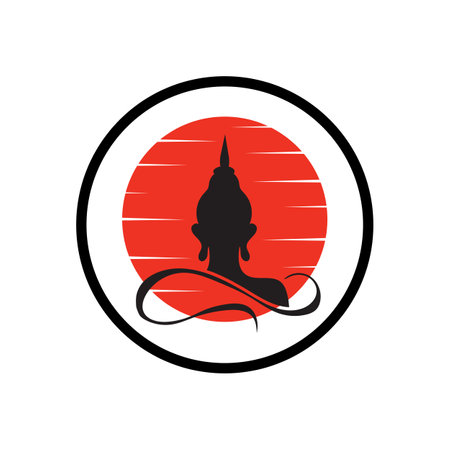 Buddha Purnima logo and symbol vector illustration design templateのイラスト素材