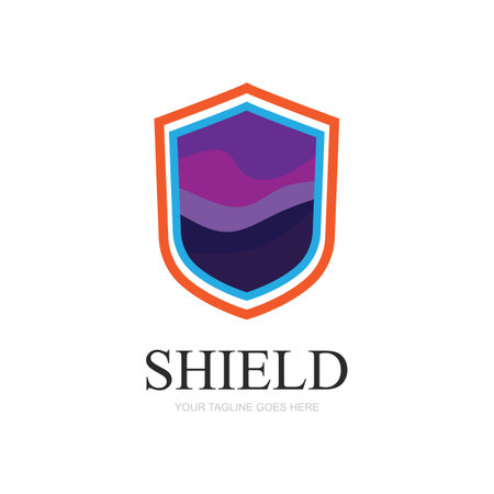 shield logo template ready to use, protect icon in black and white color, security and shield symbolShield logo icon design template elementのイラスト素材