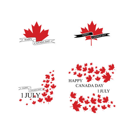 Anniversary celebration Canada day in maple leaf flag background with of Vector illustrationのイラスト素材