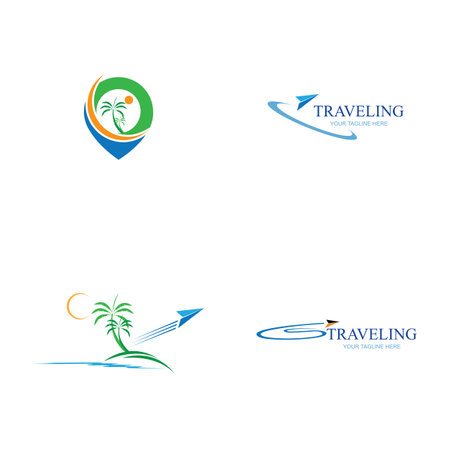 set of traveling and agency travel logo design templateのイラスト素材