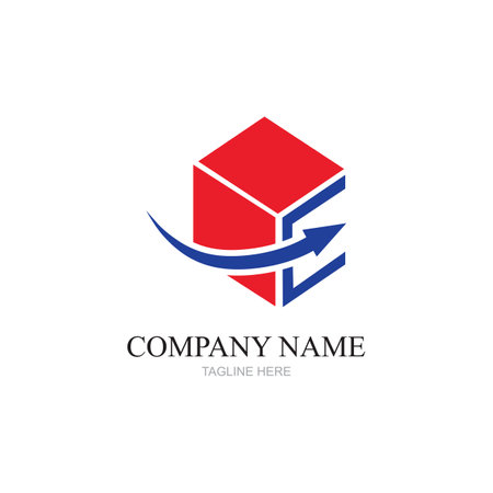 Delivery solution logo design,Delivery service, Delivery express logo design,Delivery man courier holding box,Logo design vector template Negativeのイラスト素材