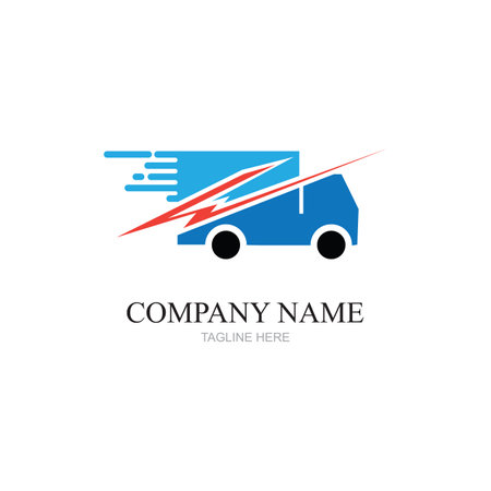 Delivery solution logo design,Delivery service, Delivery express logo design,Delivery man courier holding box,Logo design vector template Negativeのイラスト素材