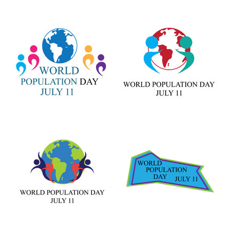collection of logos and symbols for world population dayのイラスト素材