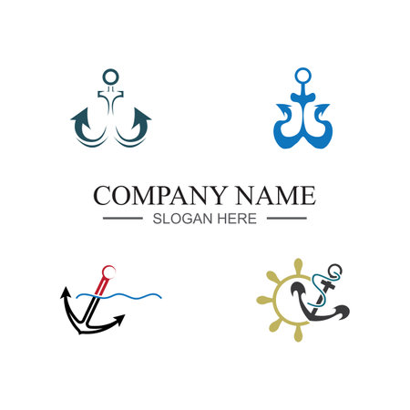collection of marine retro emblems logo with anchor and rope, anchor logo - vectorのイラスト素材