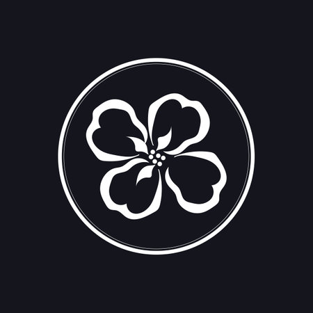 jasmine flower logo and symbol on black backgroundのイラスト素材