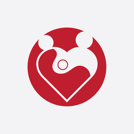 vector illustration of family logo consisting of simple figures of father, mother and sonのイラスト素材