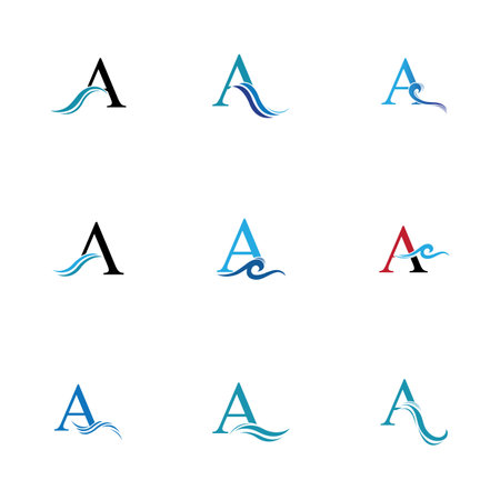 letter A and water waves vector illustration on white backgroundのイラスト素材
