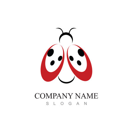 Cute ladybug or ladybird simple flat design red and black. Vector illustration isolated on white backgroundのイラスト素材