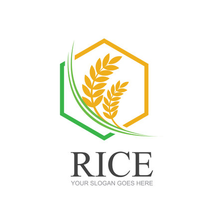 Rice or wheat grain agriculture logo design for your business and product names or for all your ideasのイラスト素材