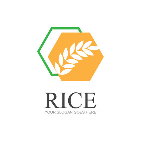 Rice or wheat grain agriculture logo design for your business and product names or for all your ideasのイラスト素材