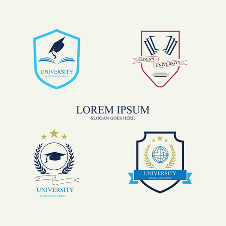 high school university and academy logo symbol vector illustration designのイラスト素材