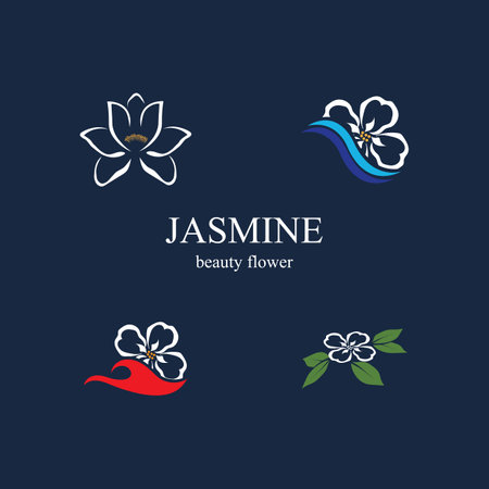 beautiful and graceful jasmine flowers on a blue backgroundのイラスト素材