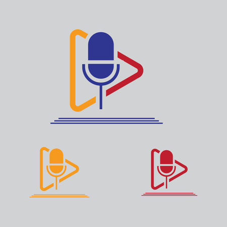 creative podcasts logo and symbol vector illustration on gray backgroundのイラスト素材