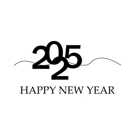 Happy New Year 2025 text design. Cover of business diary for 2025 with wishes. Brochure design template, card, banner. Vector illustration. Isolated on white backgroundのイラスト素材