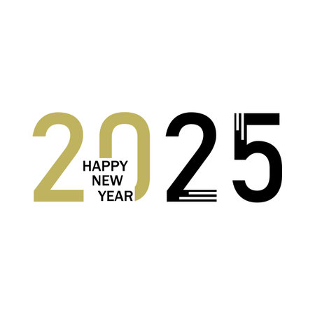 Happy New Year 2025 text design. Cover of business diary for 2025 with wishes. Brochure design template, card, banner. Vector illustration. Isolated on white backgroundのイラスト素材