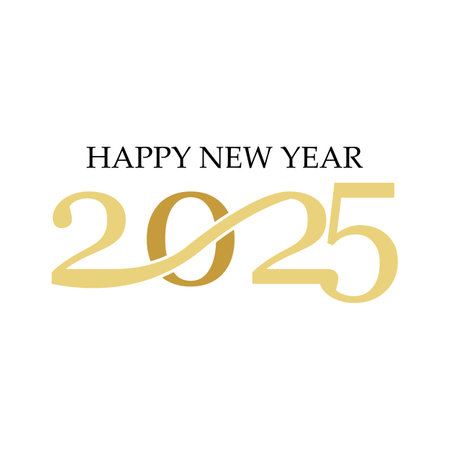 Happy New Year 2025 text design. Cover of business diary for 2025 with wishes. Brochure design template, card, banner. Vector illustration. Isolated on white backgroundのイラスト素材