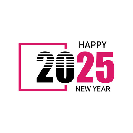 Happy New Year 2025 text design. Cover of business diary for 2025 with wishes. Brochure design template, card, banner. Vector illustration. Isolated on white backgroundのイラスト素材