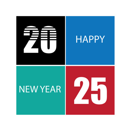 Happy New Year 2025 text design. Cover of business diary for 2025 with wishes. Brochure design template, card, banner. Vector illustration. Isolated on white backgroundのイラスト素材