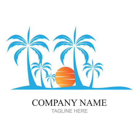 Palm tree summer logo template vector illustrationのイラスト素材