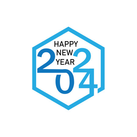 Happy New Year 2024 text design. Cover of business diary for 2024 with wishes. Brochure design template, card, banner. Vector illustration. Isolated on white backgroundのイラスト素材