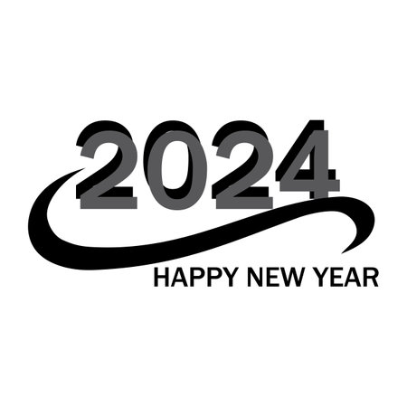 Happy New Year 2024 text design. Cover of business diary for 2024 with wishes. Brochure design template, card, banner. Vector illustration. Isolated on white backgroundのイラスト素材