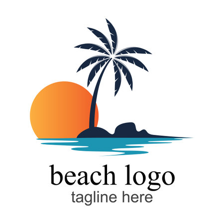 coolness and natural beauty, natural and exotic beaches,Beach logo vector template illustrationのイラスト素材