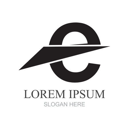 Initial letters E logo template design in rounded shape. Logo icon design template elements. Monogram. Linear logo. Simple vector sign illustration in a modern style.のイラスト素材