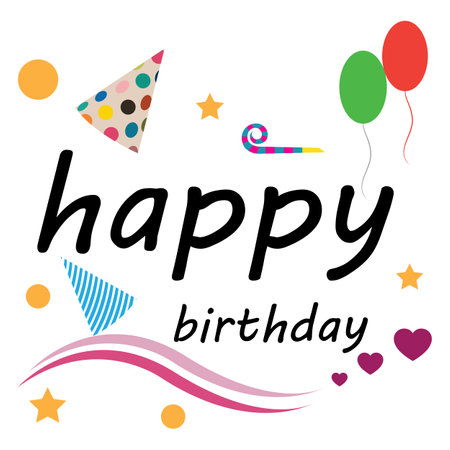Happy Birthday typography vector design for greeting card, birthday card, invitation card. Preserved birthday text, lettering composition. Vector illustrationのイラスト素材