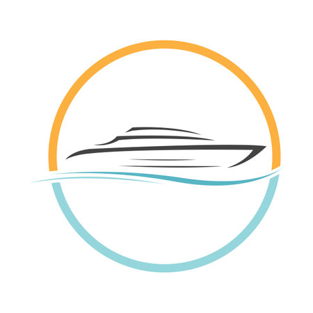 sailing ship logos and symbols,cruise ship logo design vector illustrationのイラスト素材