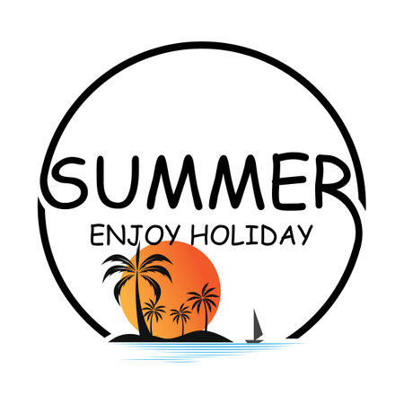 Summer holidays design elements. Retro and vintage templates. Labels, Badges,emblem,vector illustrationのイラスト素材