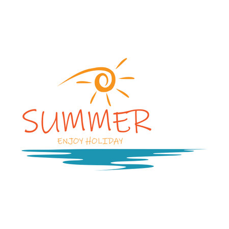 Summer holidays design elements. Retro and vintage templates. Labels, Badges,emblem,vector illustrationのイラスト素材