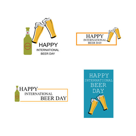 set of International Beer Day. international beer day celebration. August 4. international beer day background. vector illustration. greeting card, posterのイラスト素材