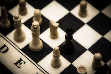 Hand with a chess piece. Game of chessの写真素材