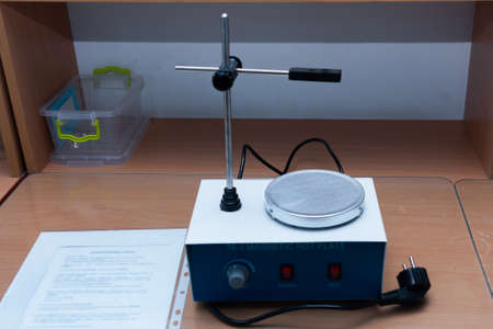 Heated magnetic stirrer. Magnetic stirrer with preheating is used in medical laboratories for mixing components under the influence of magnets.の写真素材