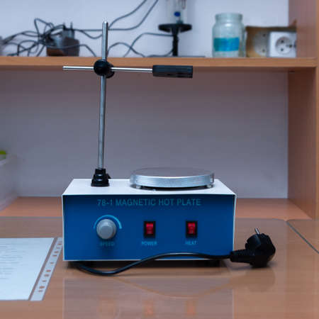 Heated magnetic stirrer. Magnetic stirrer with preheating is used in medical laboratories for mixing components under the influence of magnets.の写真素材