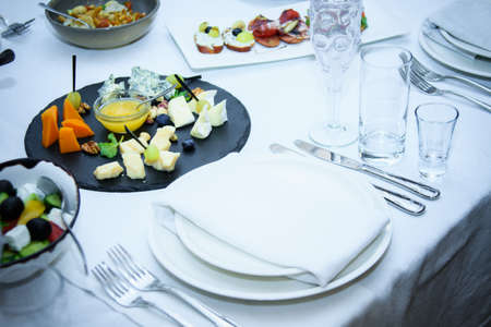 Served table for the holiday. Festive dinner.の写真素材