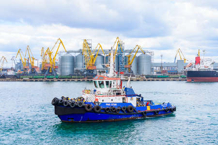 Odessa, UKRAINE - MART 1, 2021. Lantern to illuminate the sea pier in the port of Odessa. Odessa...