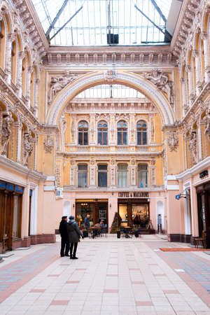 Odessa, UKRAINE - MARCH 1, 2021. Beautiful modern architecture in Odessa passage. One of the main attractions of Odessa is the shopping center "Passage" 1899のeditorial素材
