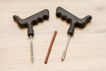 Repair kit for punctured tires. Car tire repair.