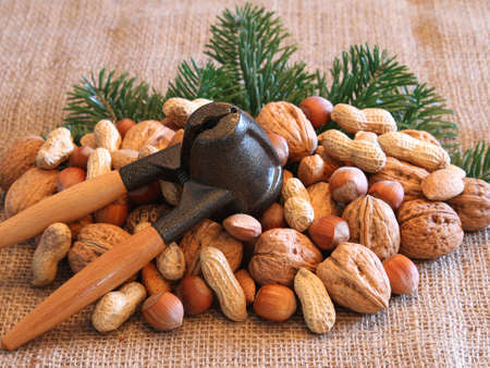 Nuts with nutcracker