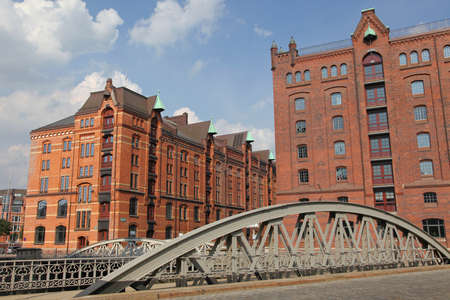 old warehouses in the Speicherstadt of Hamburg, Germanyの写真素材