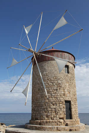 windmill on the island of Rhodes, Greeceの写真素材