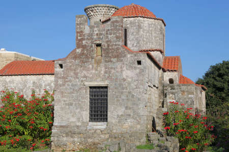 old church in the old town of Rhodes, Greeceの写真素材