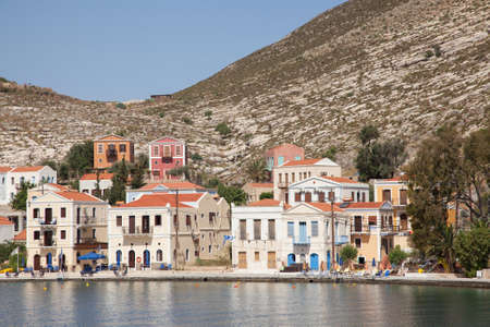 the picturesque harbor of Kastelorizo, Greeceの写真素材